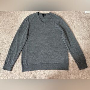 Express Charcoal V-Neck  Wool Sweater for Men